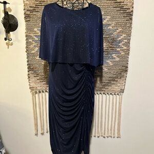 Danny and Nicole Elegant Navy Blue Ruched Dress